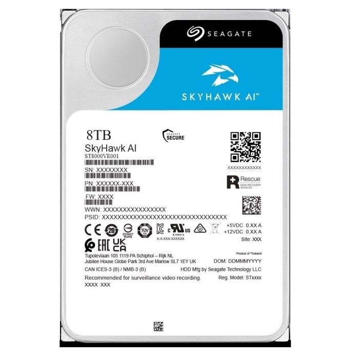 Seagate 8TB SkyHawk AI 3,5 SATA 6Gb/s 7200rpm 256MB HDD disk