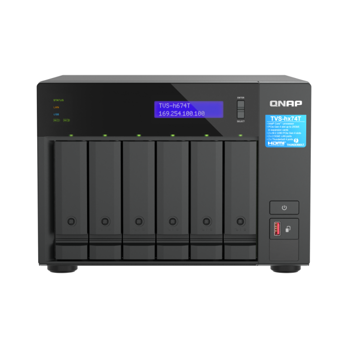 QNAP NAS za 6 diskov, 32GB ram; 2,5Gb mreža, Thunderbolt