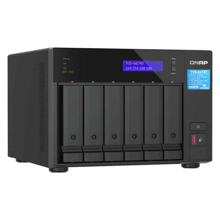 QNAP NAS za 6 diskov, 32GB ram; 2,5Gb mreža, Thunderbolt