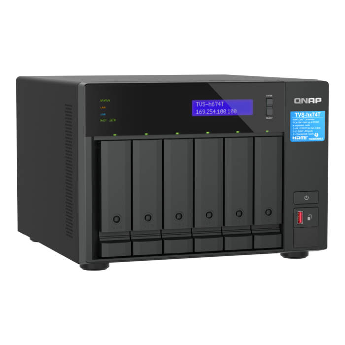 QNAP NAS za 6 diskov, 32GB ram; 2,5Gb mreža, Thunderbolt