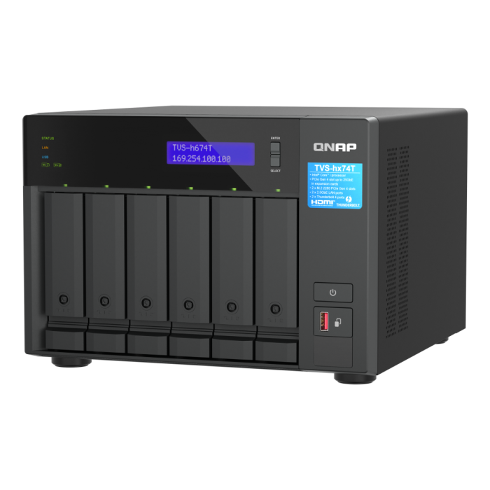 QNAP NAS za 6 diskov, 32GB ram; 2,5Gb mreža, Thunderbolt