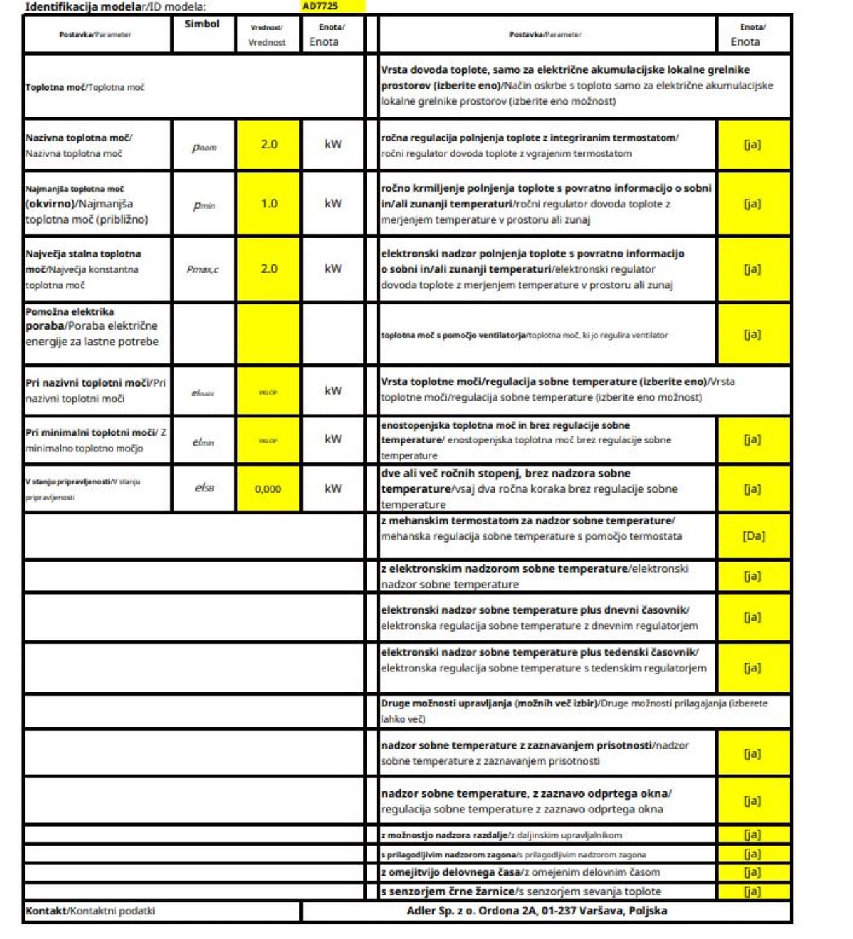 Adler kalorifer 2000W AD7725 črn