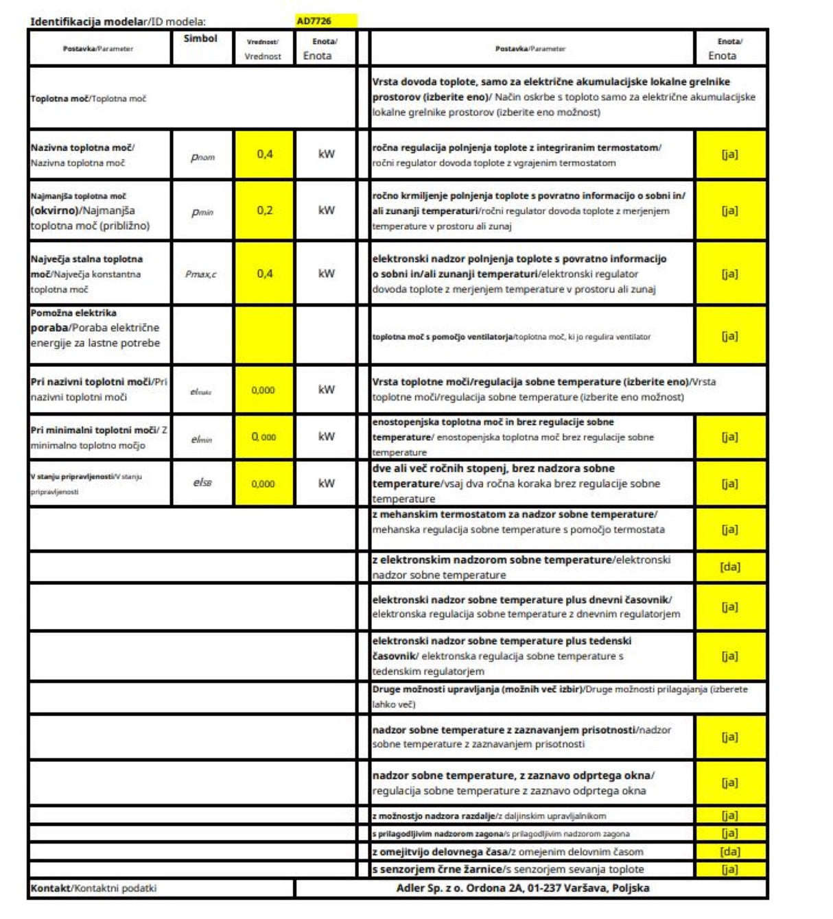 Adler enostaven grelec 1500W CR 7726