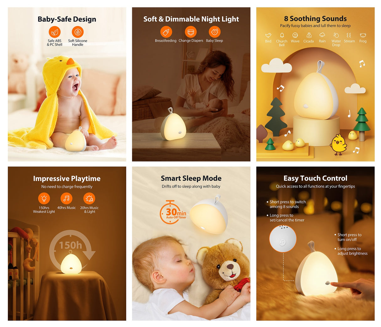 VAVA otroška nočna lučka Little Chick rumena