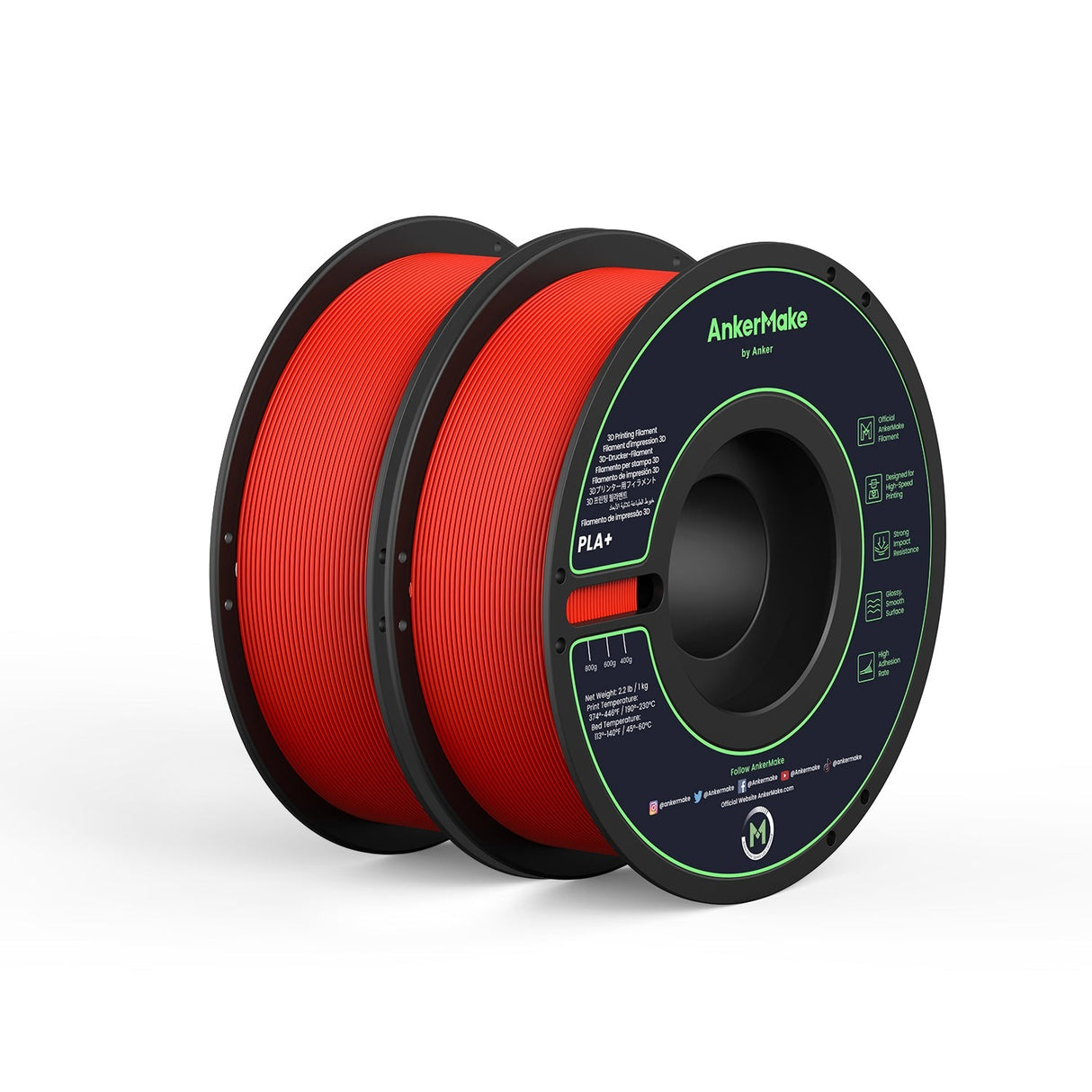AnkerMake filament PLA+ rdeč 2x 1kg