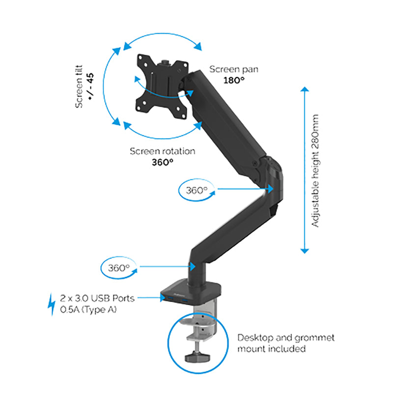 Fellowes Platinum Series enojni nosilec za monitor do diagonale 32''