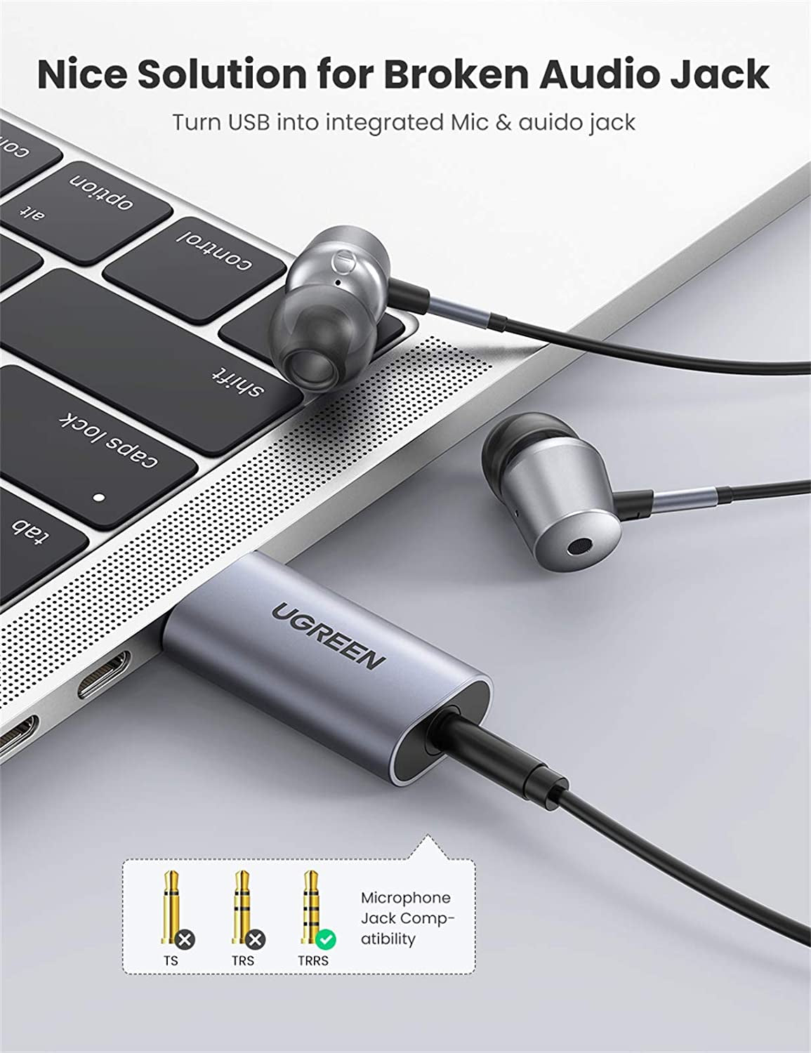 UGREEN USB zunanja zvočna kartica iz USB na 3.5mm avdio - box