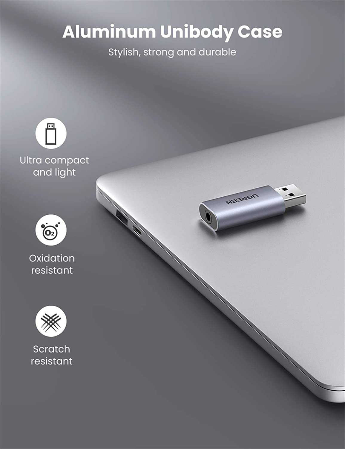UGREEN USB zunanja zvočna kartica iz USB na 3.5mm avdio - box