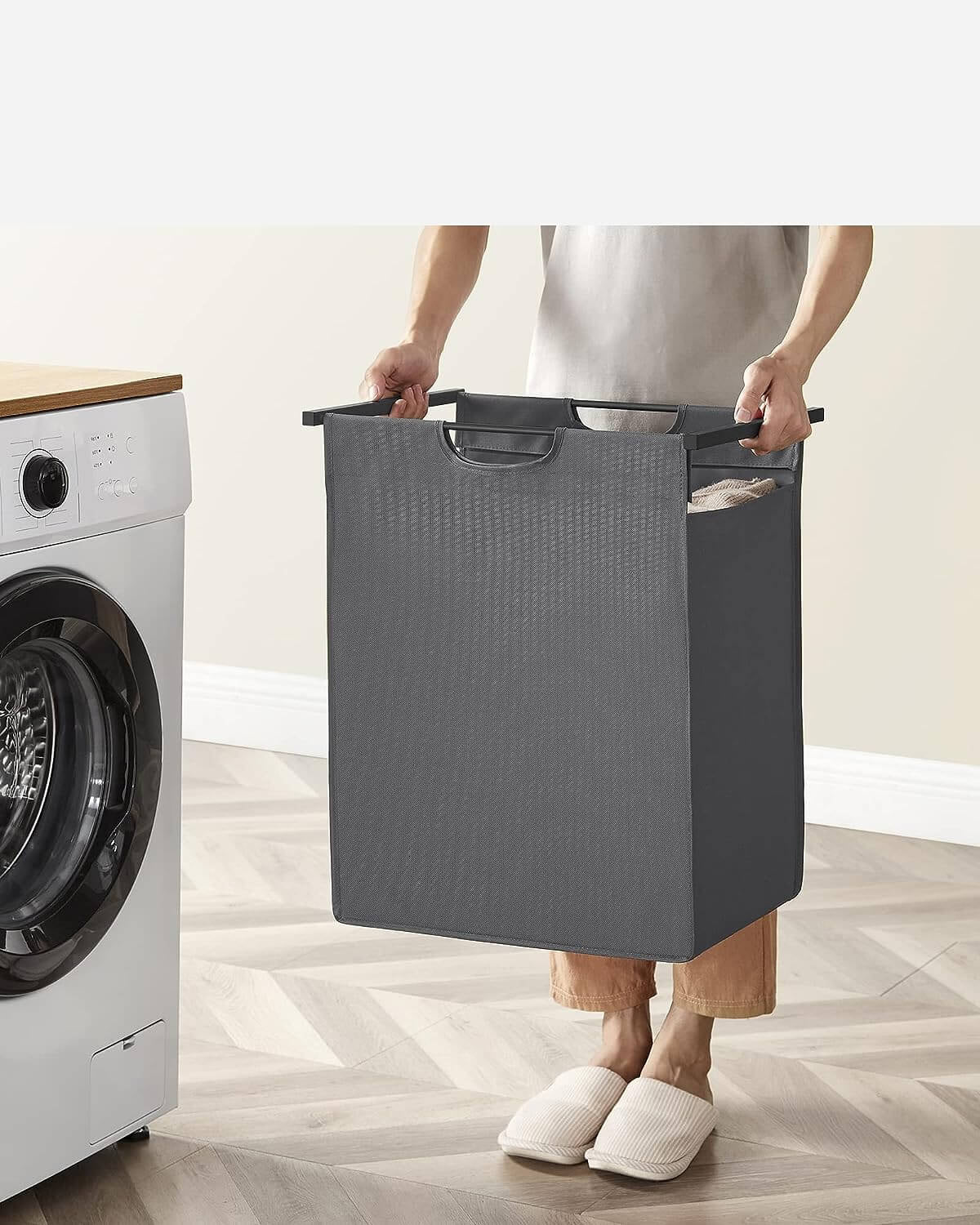 VASAGLE košara za perilo, črna, BLH101B01