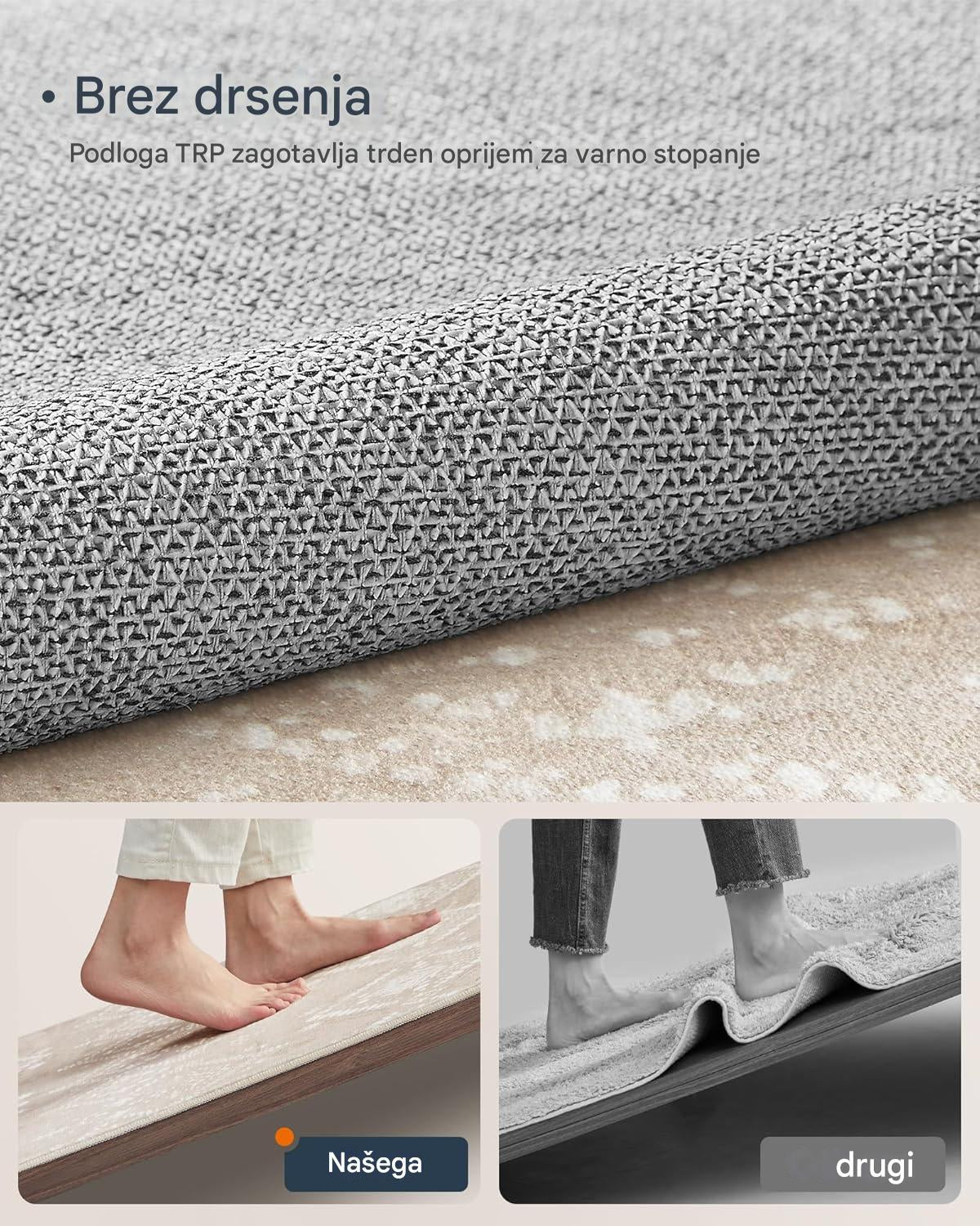 SONGMICS HOME Nedrseča preproga v barvi kapučina