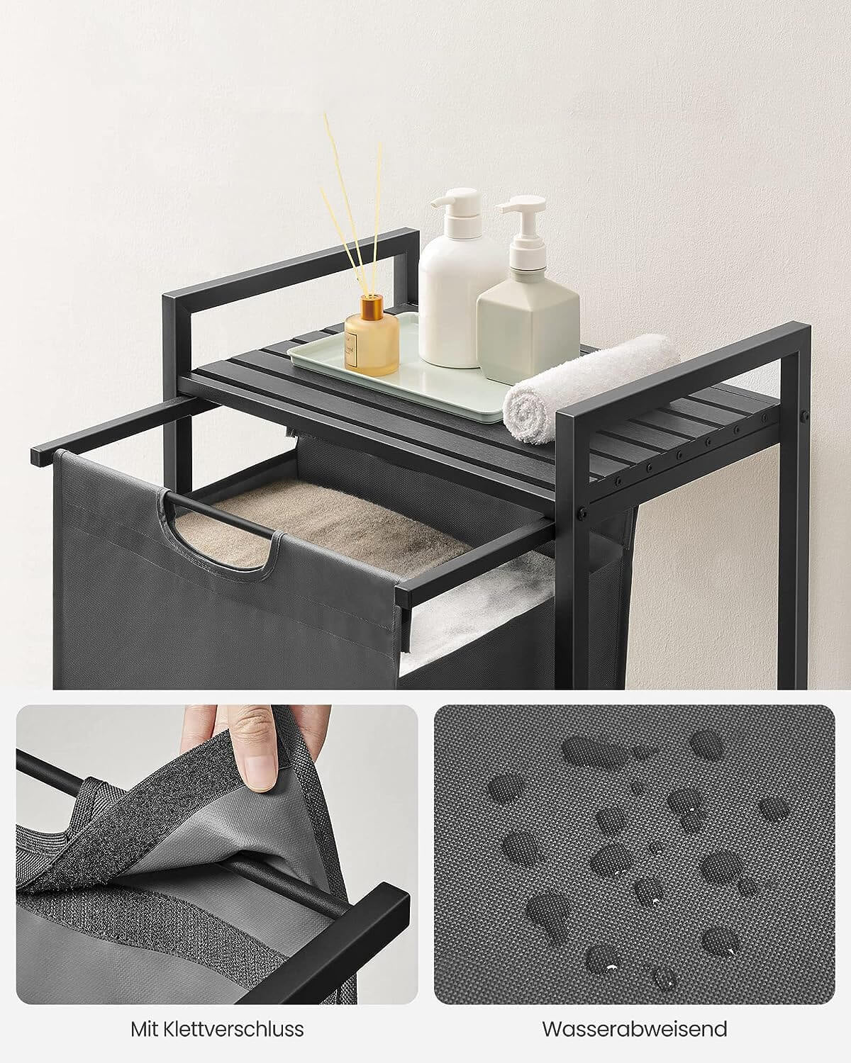 VASAGLE košara za perilo, črna, BLH101B01