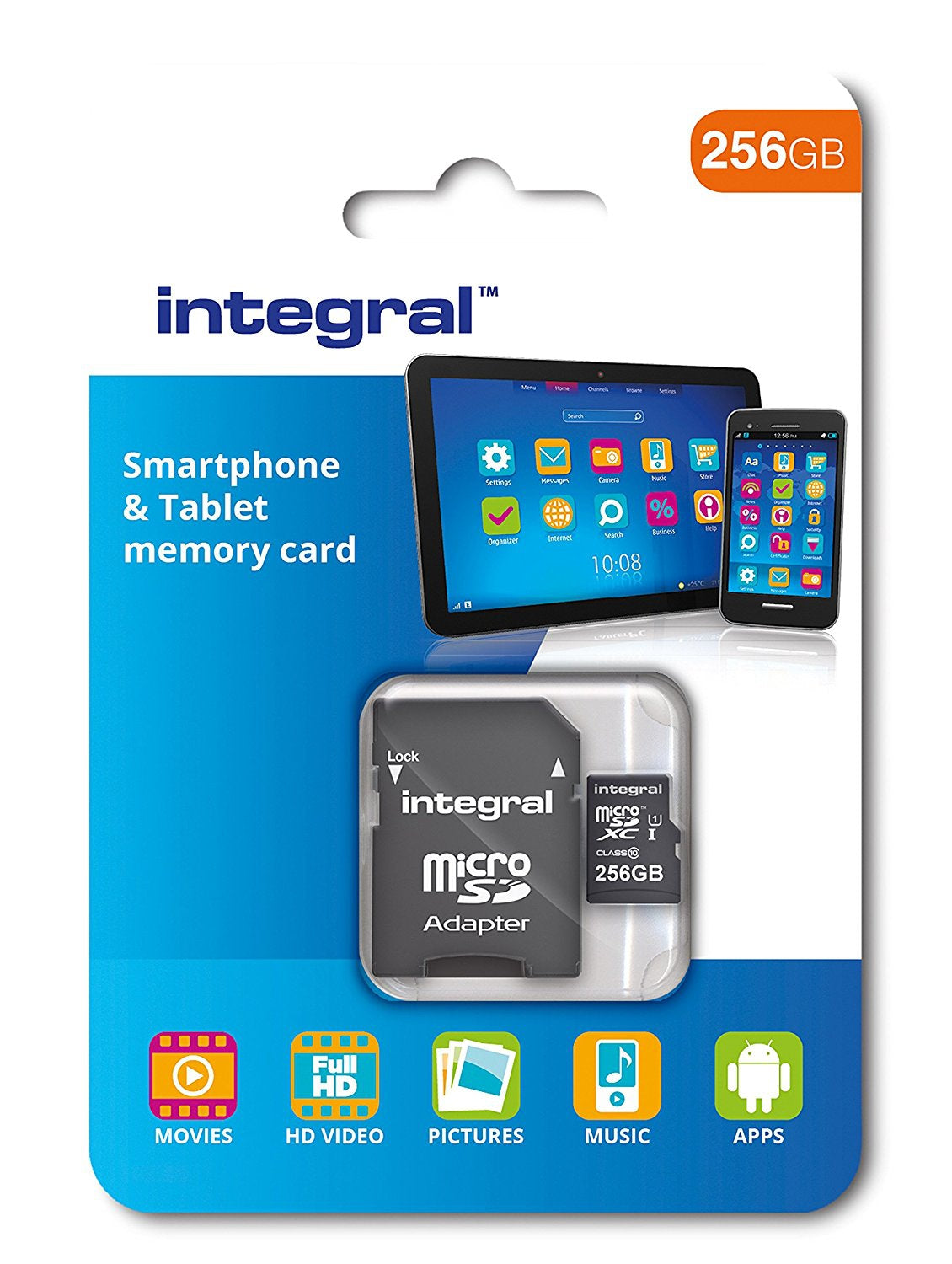INTEGRAL 256GB SMARTPHONE & TABLET MICRO SDXC class10 UHS-I U1 90MB/s SPOMINSKA KARTICA+ SD ADAPTER