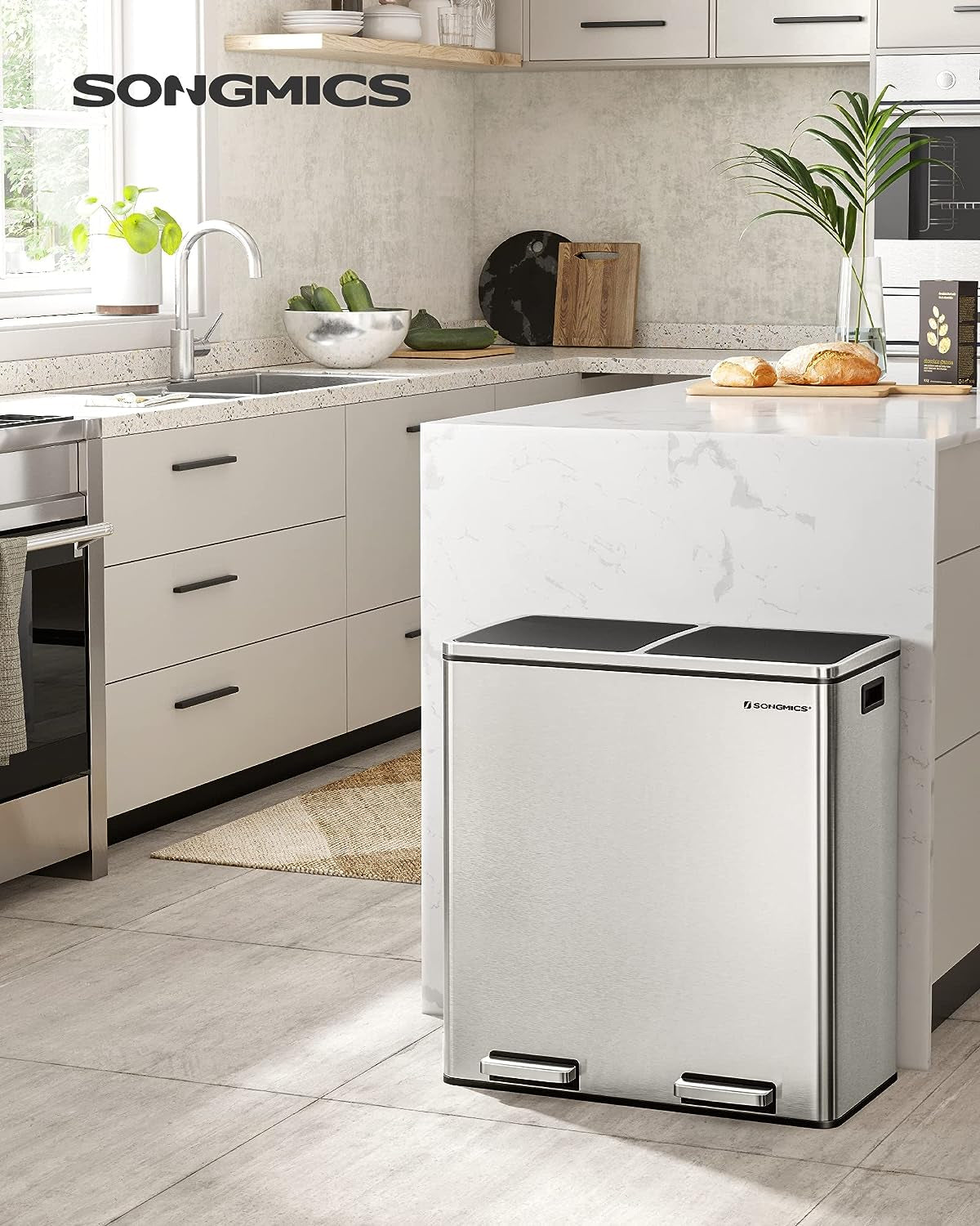 SONGMICS koš za ločevanje odpadkov 2x30L, LTB60NL