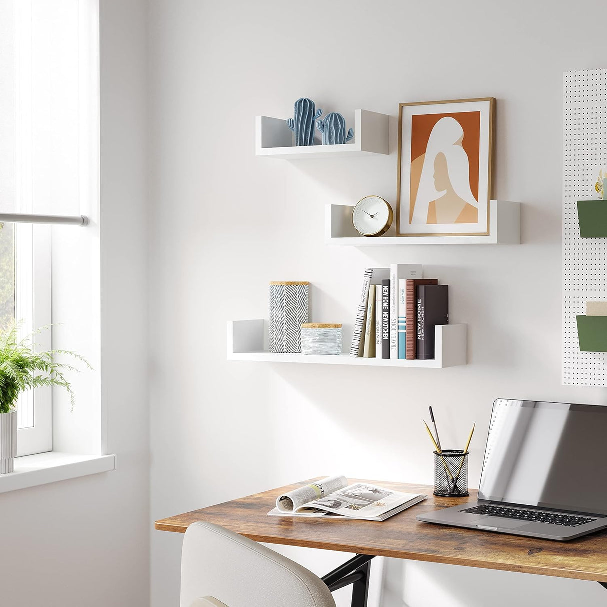 SONGMICS komplet 3 plavajočih polic 60 -45 -30cm