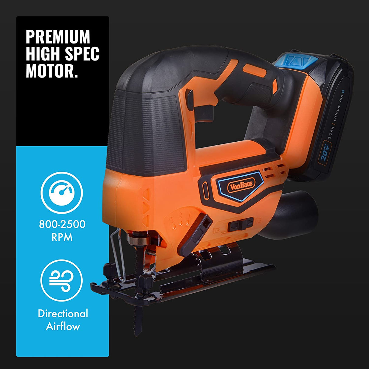 VonHaus akumulatorska vbodna žaga + 20V D-Series baterija 2,0Ah 3500010