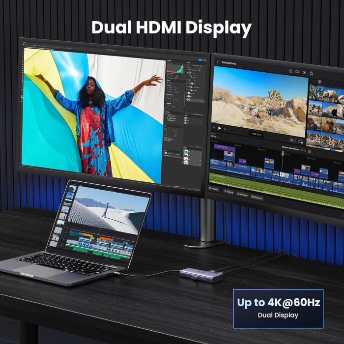 UGREEN 6v1 USB C Hub Dual HDMI 4K@60Hz, 100W PD