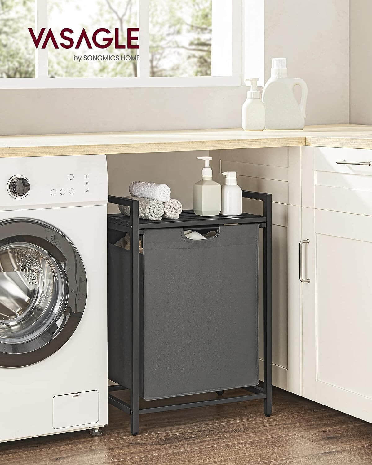 VASAGLE košara za perilo, črna, BLH101B01