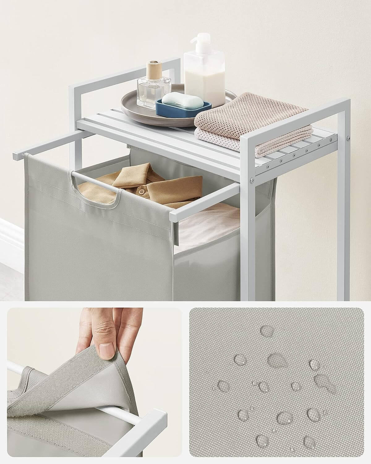 VASAGLE košara za perilo, bela, BLH101W01