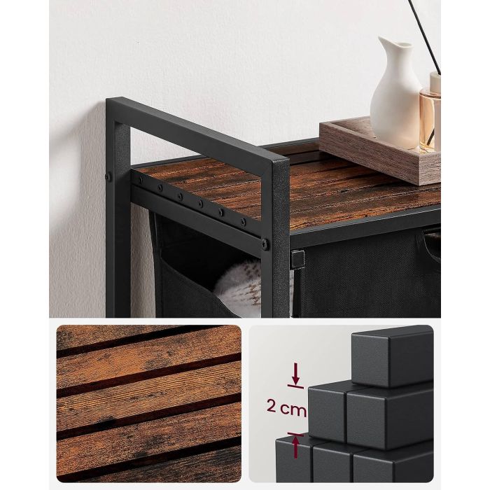 VASAGLE košara za perilo, rustikalno rjavo-črna, BLH101B01