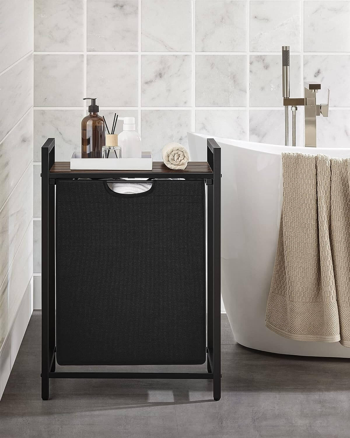 VASAGLE košara za perilo, rustikalno rjavo-črna, BLH101B01