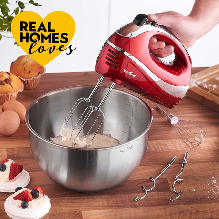 VonShef profesionalni mešalnik 300W rdeč - Amazon best seller!