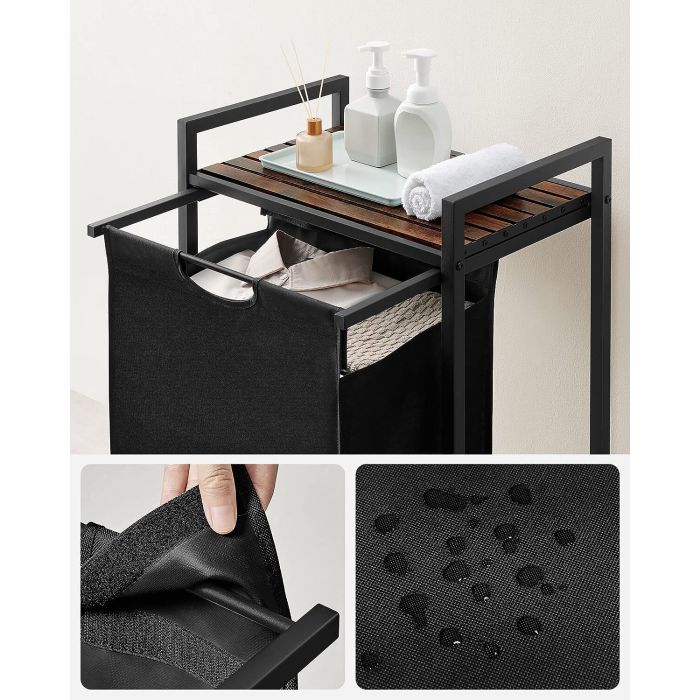 VASAGLE košara za perilo, rustikalno rjavo-črna, BLH101B01