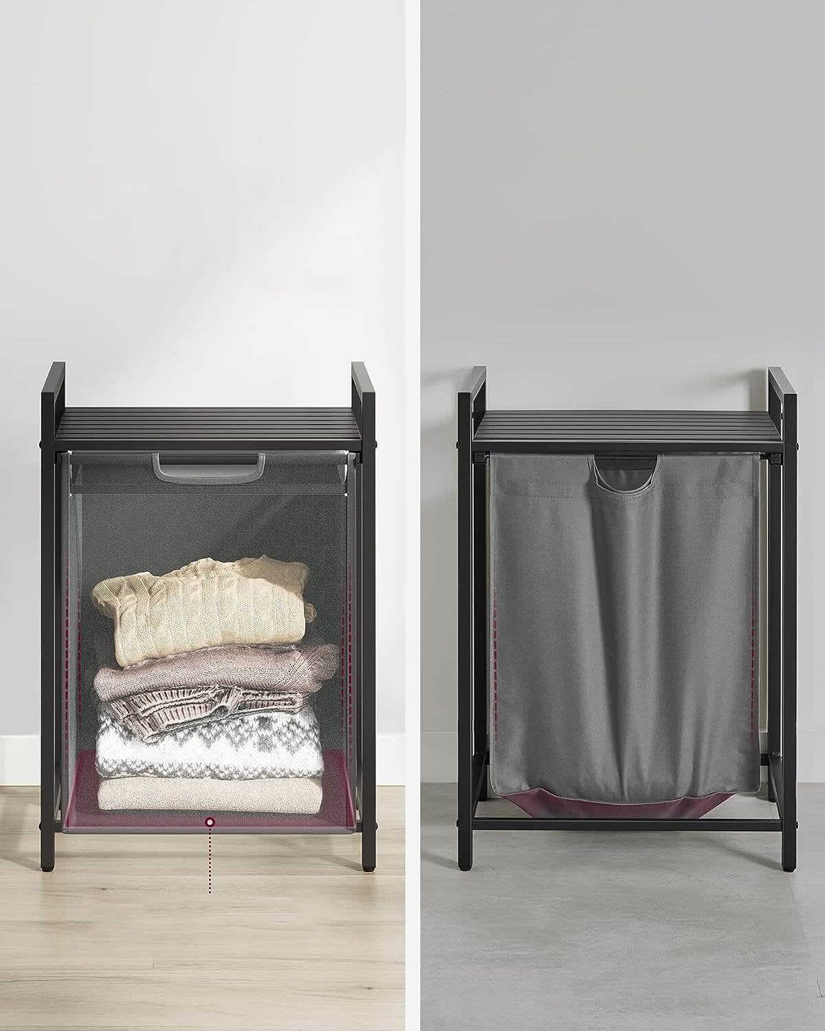 VASAGLE košara za perilo, črna, BLH101B01