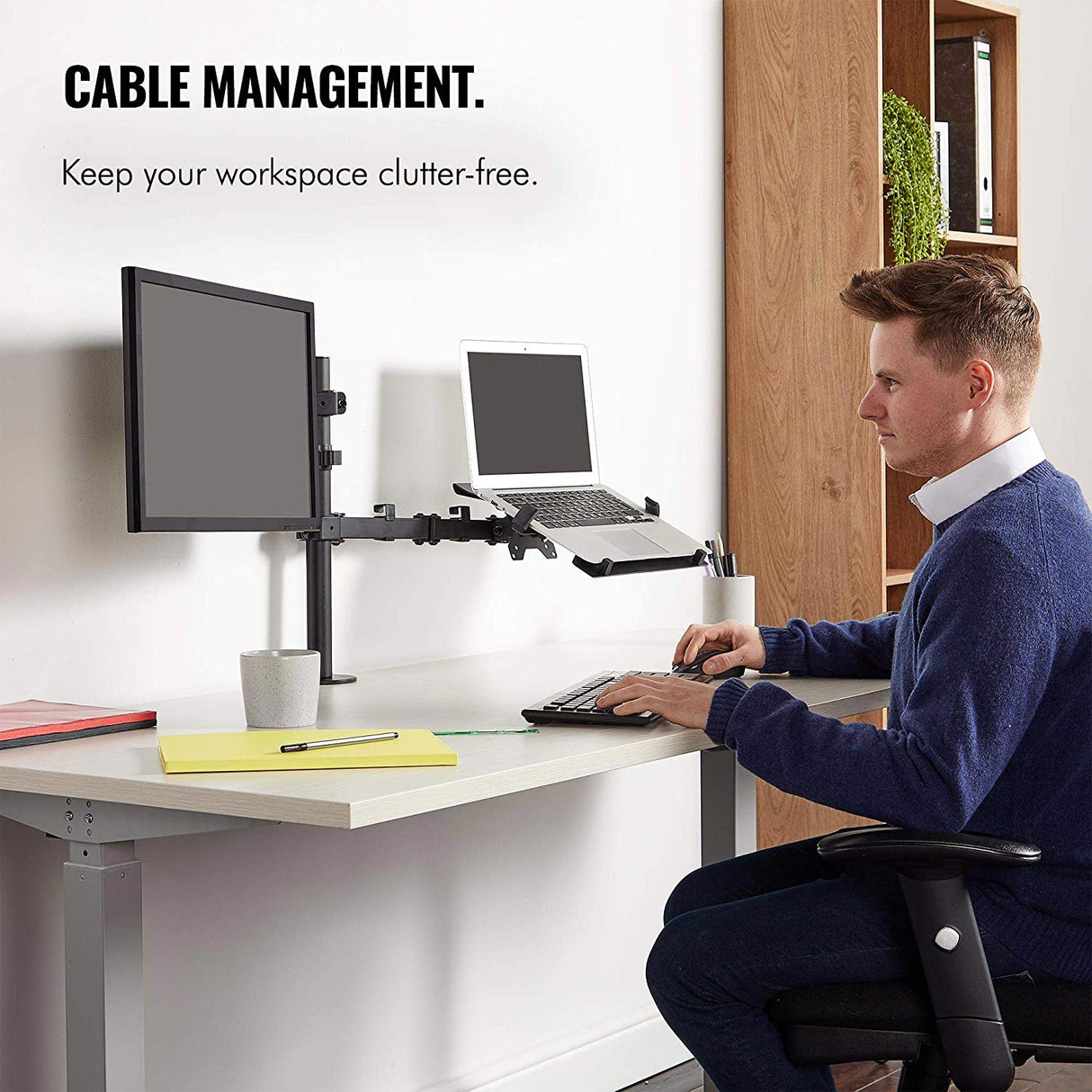 VonHaus dvojni namizni nosilec za monitor in prenosnik