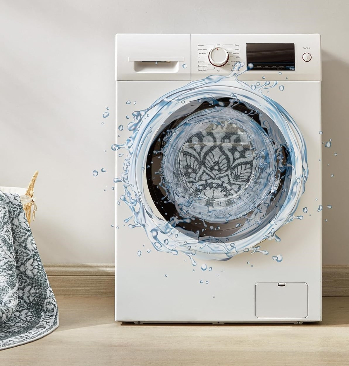 SONGMICS HOME Okrogla Preproga, 160 cm temno siva