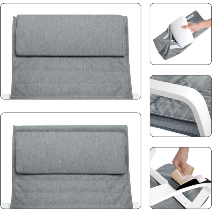 SONGMICS pomirjujoč leseni gugalni stol z nastavljivim podnožjem