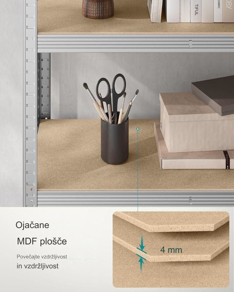 SONGMICS Regal 180 x 90 x 40 cm srebrna,GLR40SV