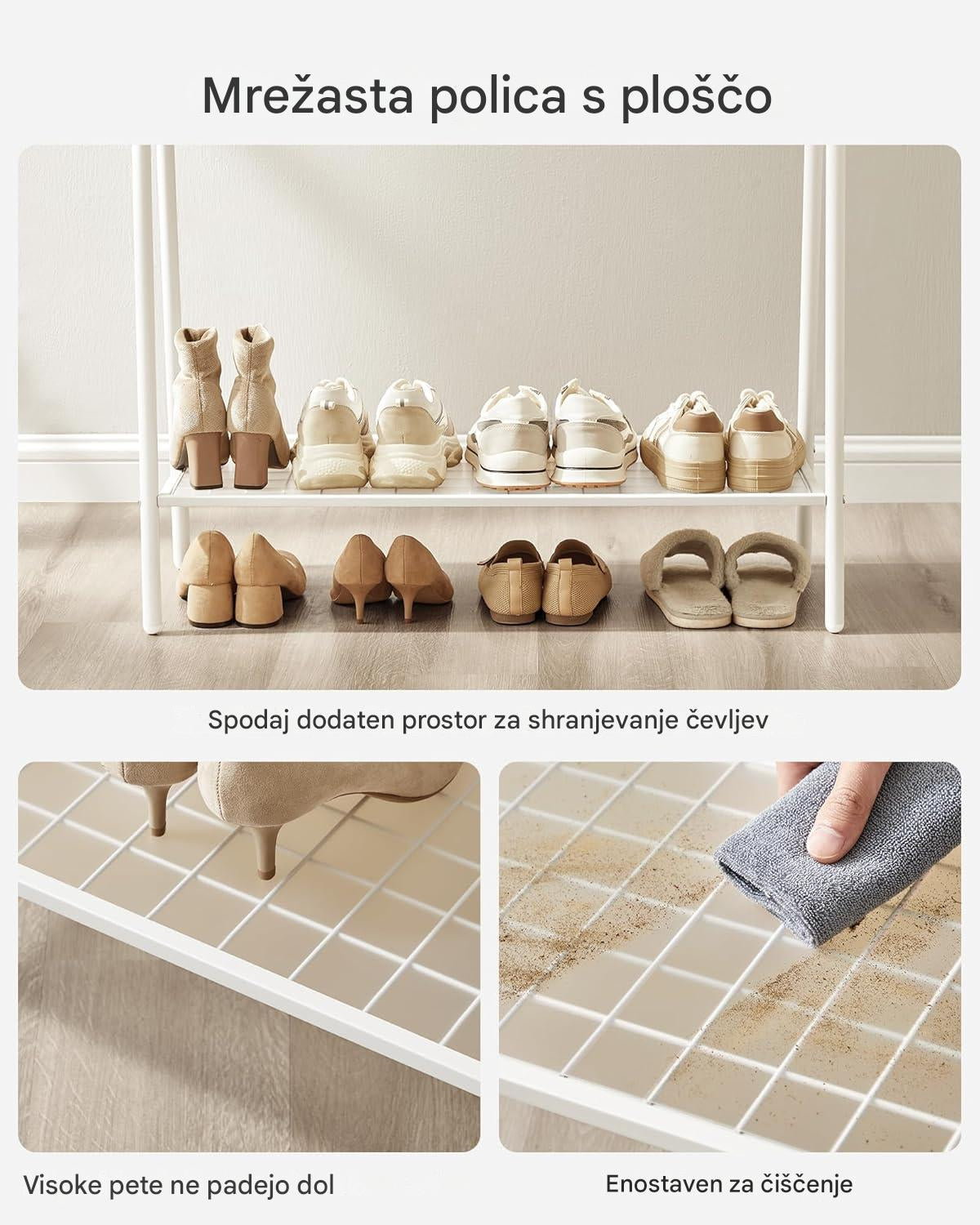 SONGMICS Obešalnik za oblačila, bela