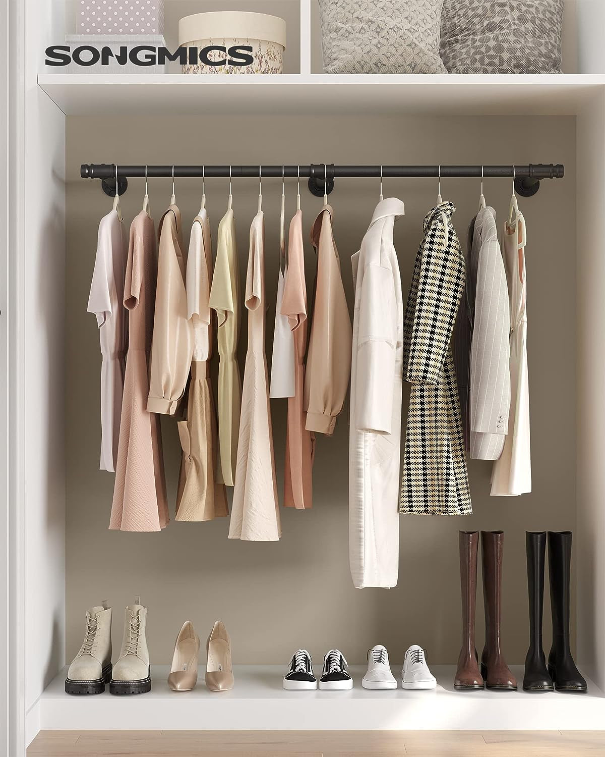 SONGMICS Stensko obešalo za oblačila 30,4 x 170 x 7 cm črna, HSR104B01