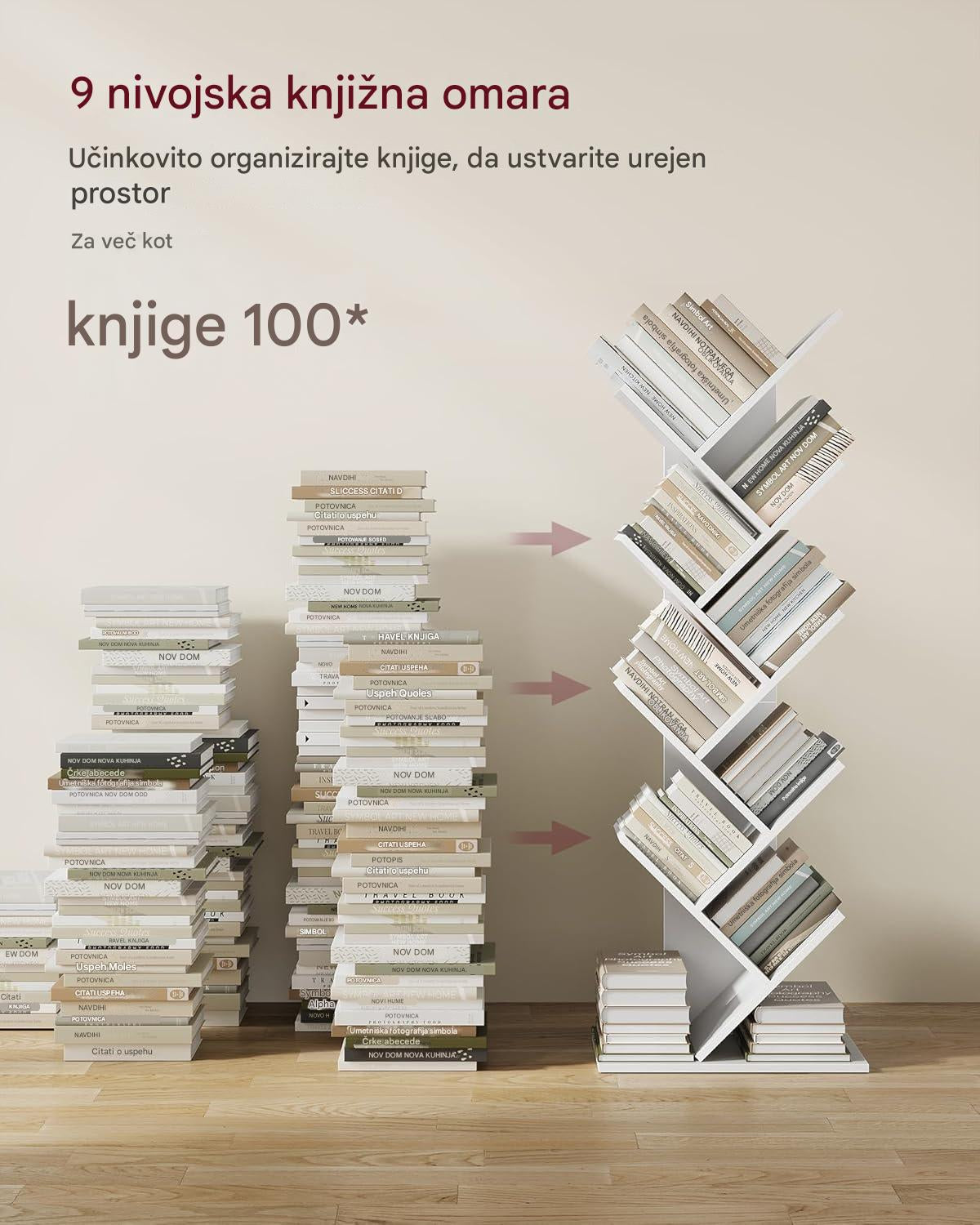 VASAGLE knjižna omara v obliki drevesa bela