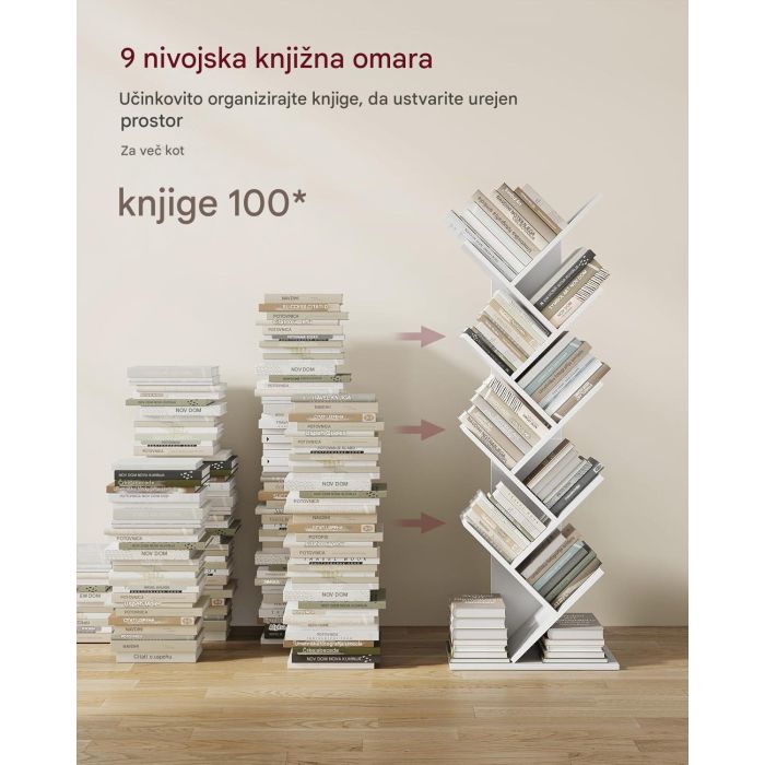 VASAGLE knjižna omara v obliki drevesa bela