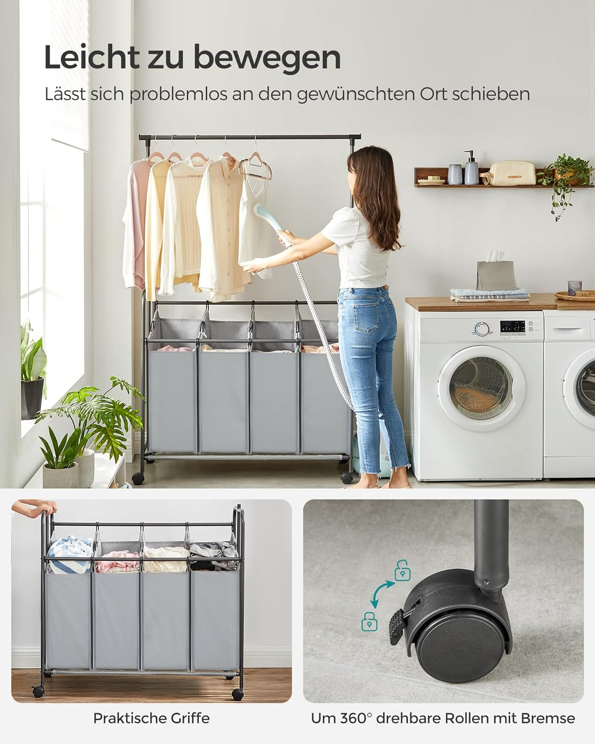 SONGMICS Košara za perilo s 4 predelki RLS44GS