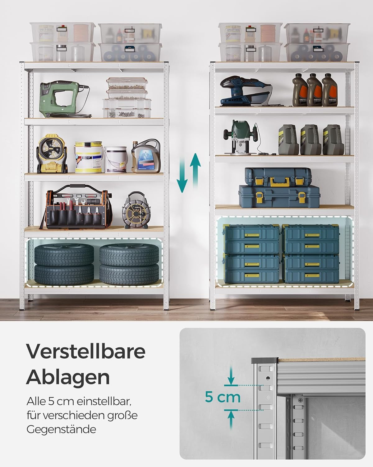 SONGMICS Regal 60 x 120 x 200 cm rjavo-srebrno,GLR060E01