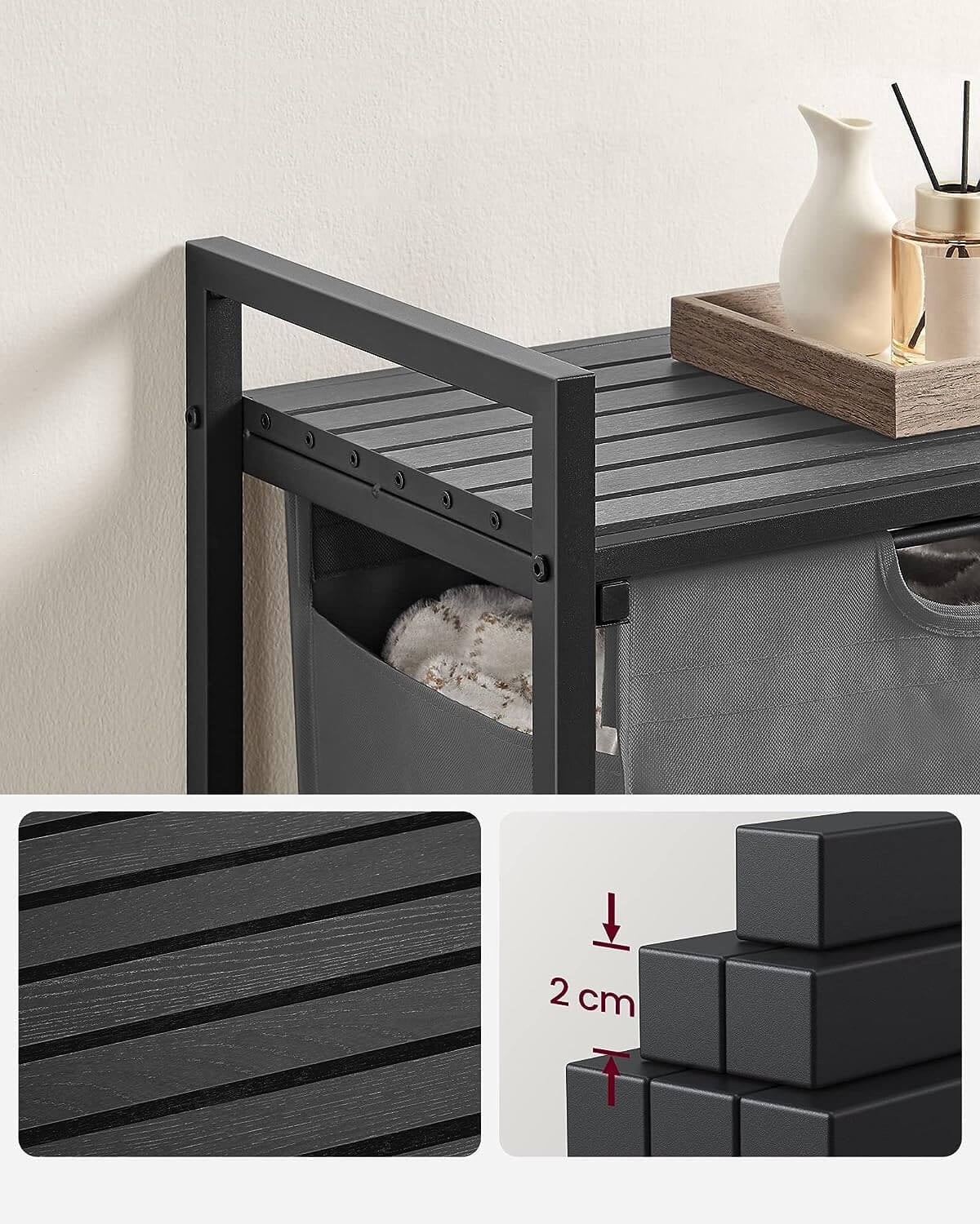 VASAGLE košara za perilo, črna, BLH101B01