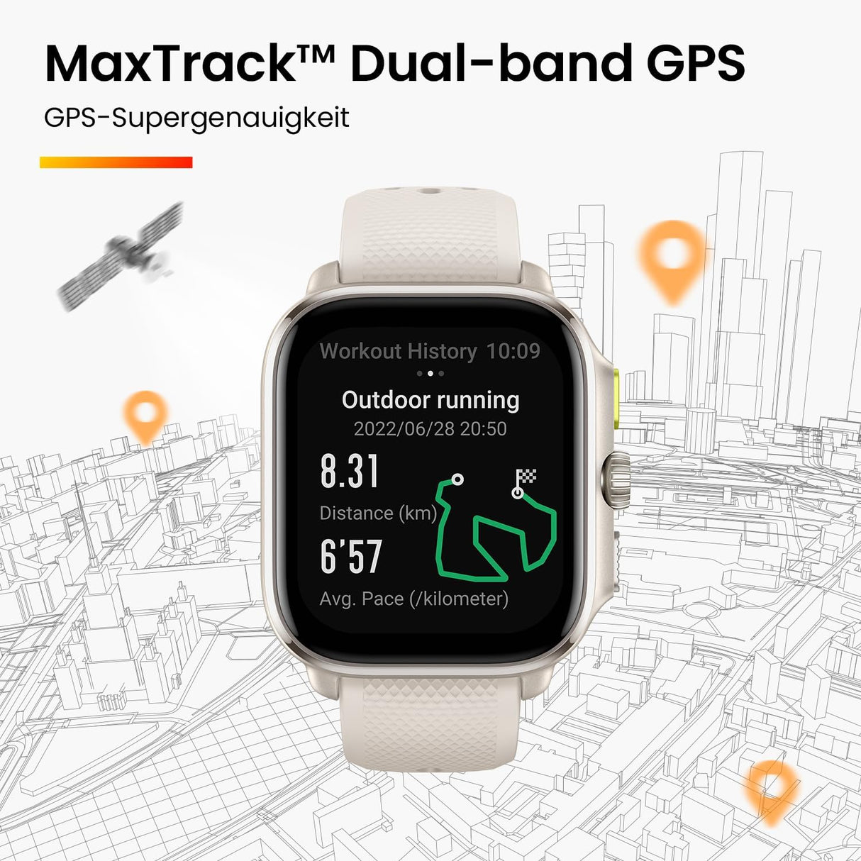 Amazfit Cheetah pametna ura, šampanjec barva, kvadratna