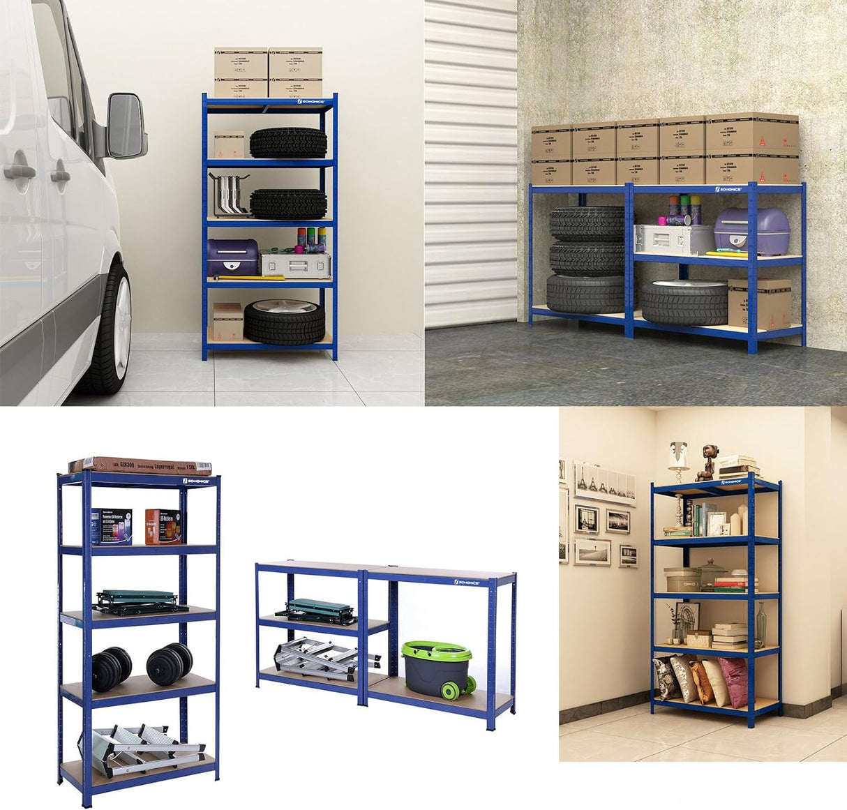 SONGMICS Regal 150 x 75 x 30 cm rjavo-moder,GLR30Q