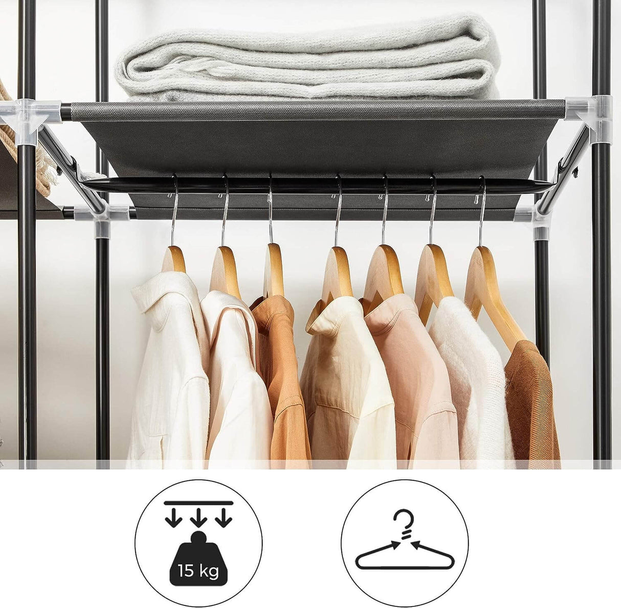 SONGMICS platnena garderobna omara, črna, RYG12B