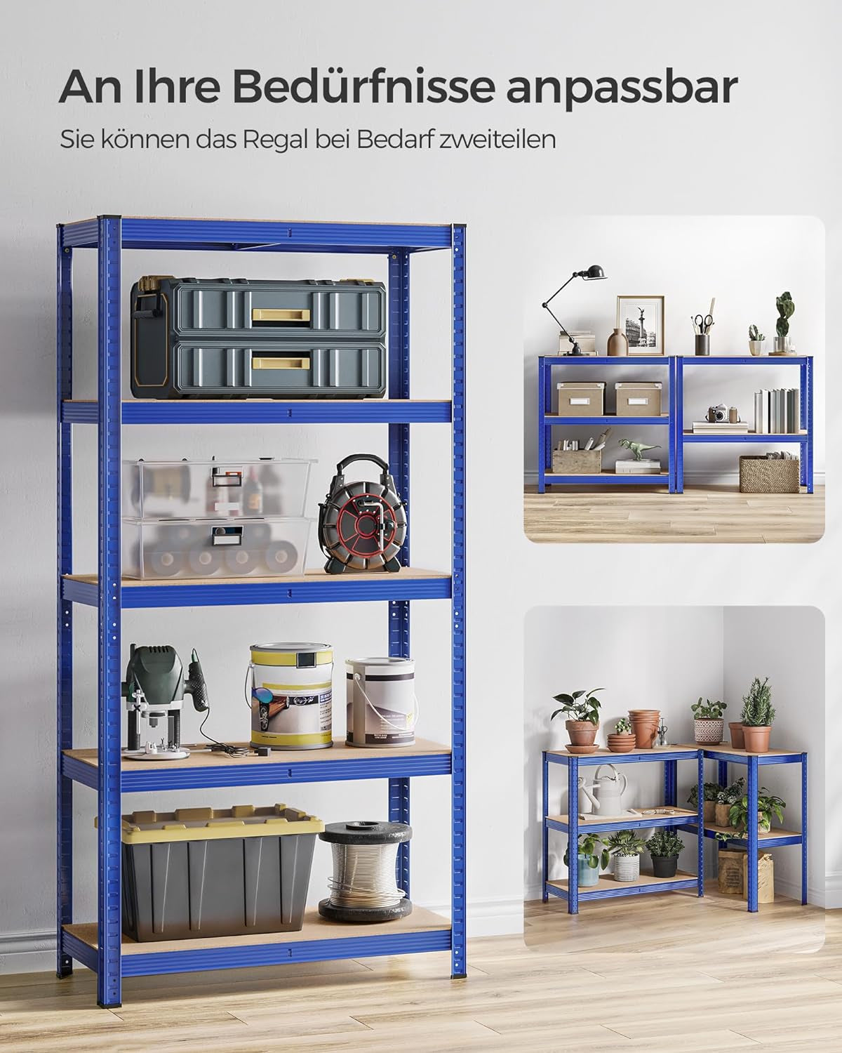 SONGMICS Regal 40 x 90 x 180 cm rjavo-moder,GLR040Q01