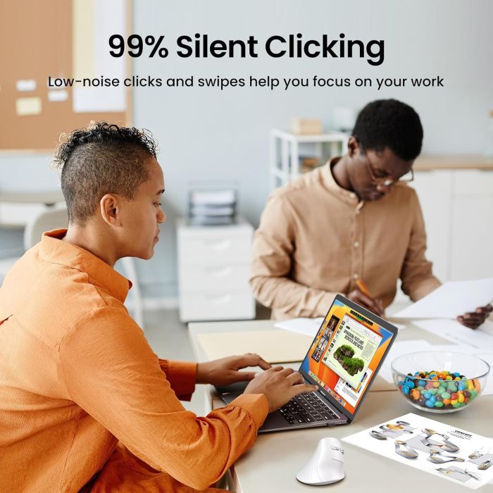 Ugreen brezžična ergonomska vertikalna miška z Bluetooth in Wi-Fi povezavo - bela