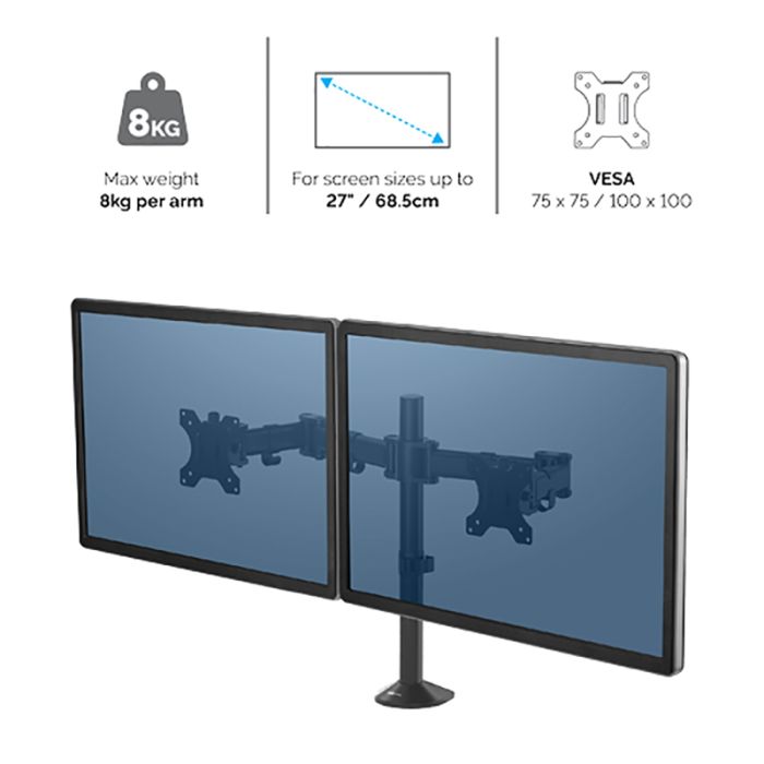 Fellowes Reflex dvojni nosilec za monitor do diagonale 32