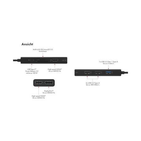 Icybox IB-DK4011-CPD priklopna postaja s Power Delivery 100W