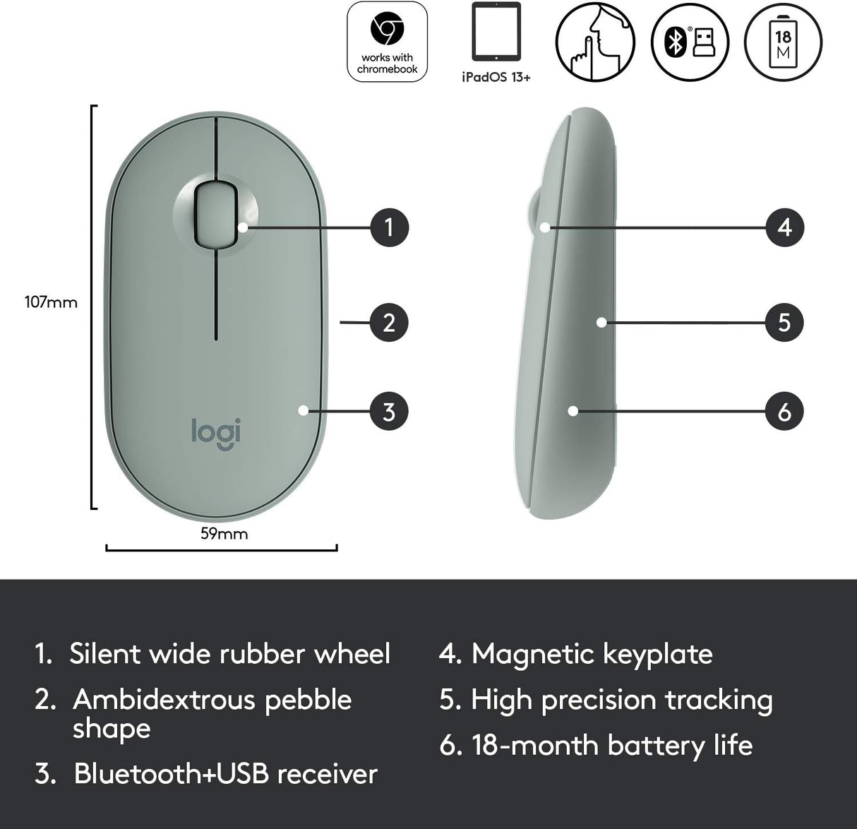 Logitech miška Pebble M350 Wireless, roza