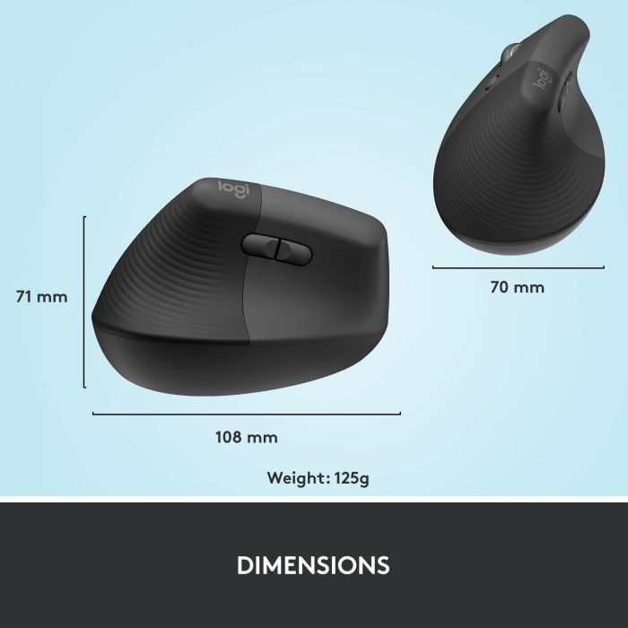 Logitech miška Lift LEFT Vertical Ergonomic, grafitna