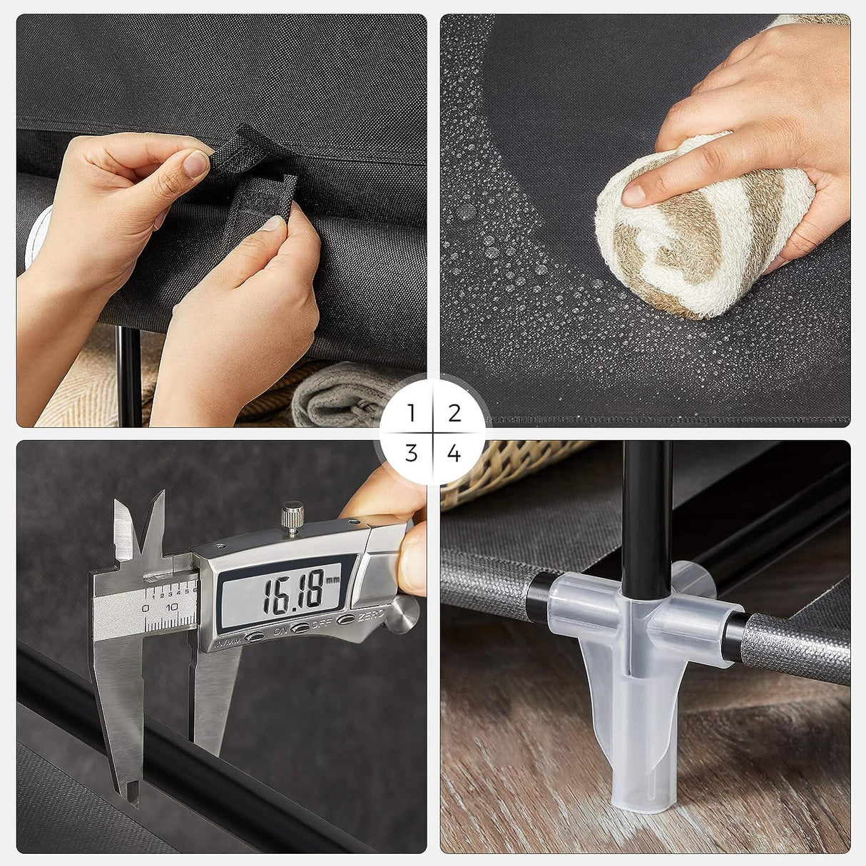 SONGMICS platnena garderobna omara, črna, RYG12B