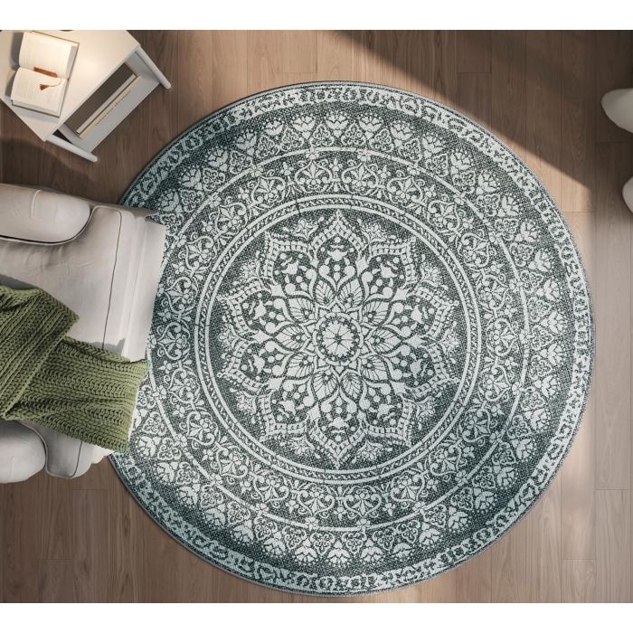 SONGMICS HOME Okrogla Preproga, 160 cm temno siva