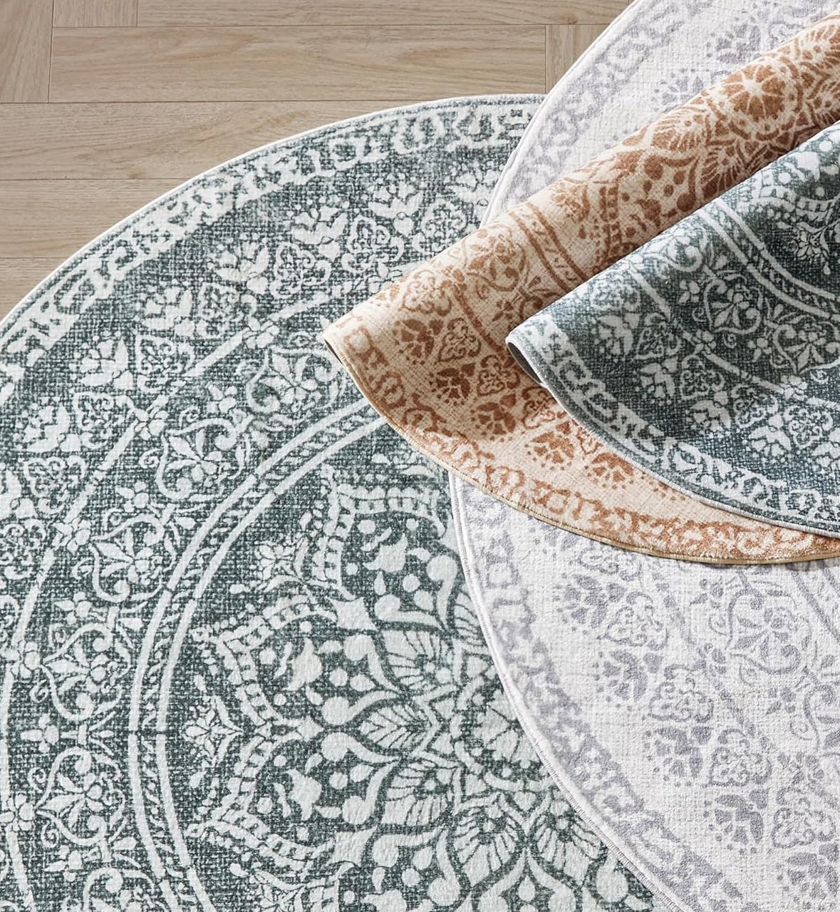 SONGMICS HOME Okrogla Preproga, 160 cm temno siva